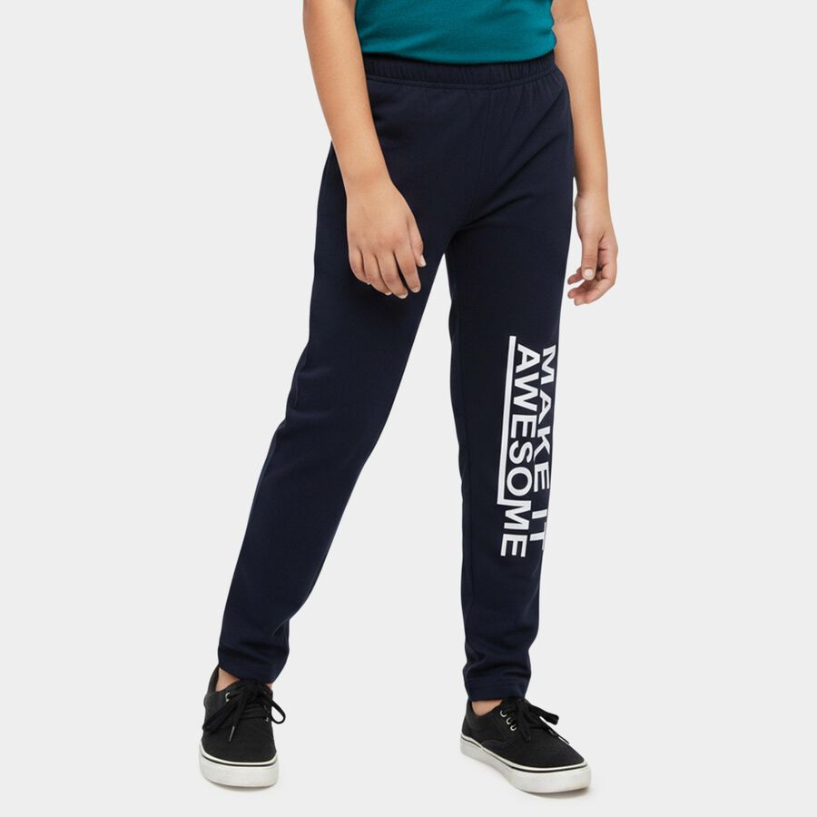Boys' Navy Blue Regular-fit Game Over Printed Pyjama, नेवी ब्लू, large