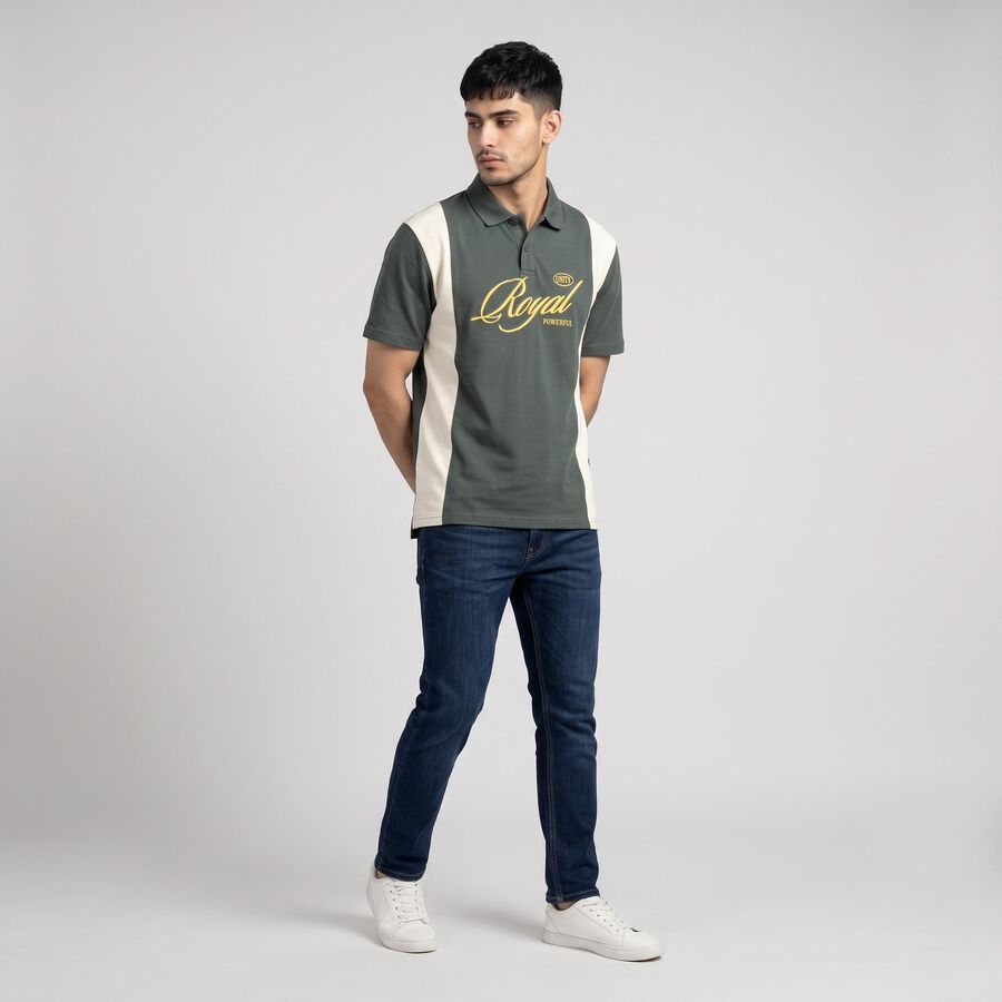 Men Light Green Polo Neck Polo T-Shirt, Light Green, large
