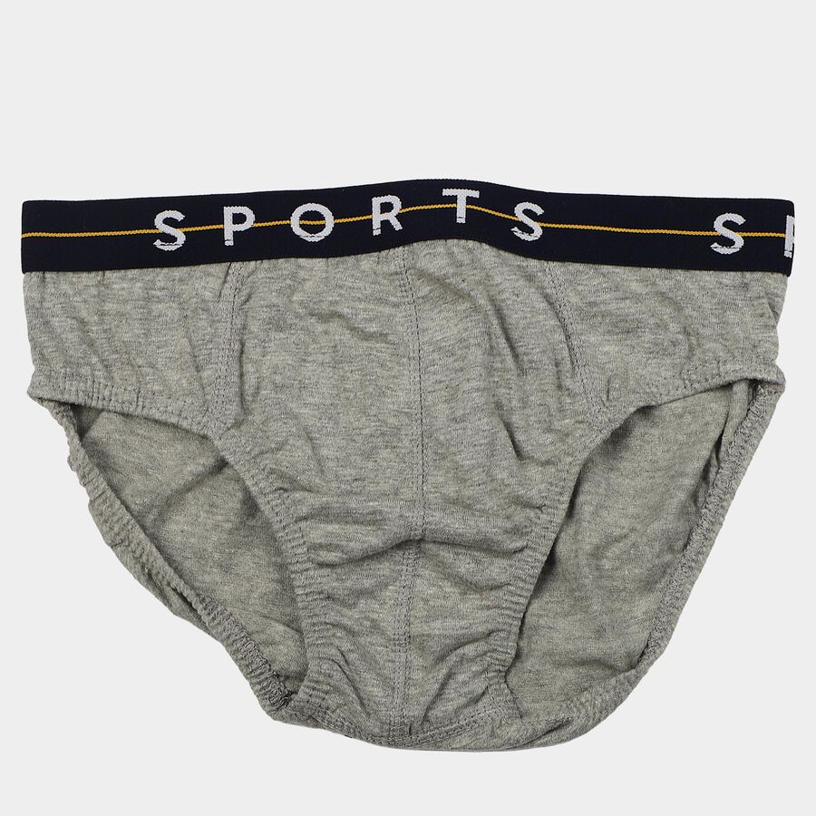 Boys Grey Regular Fit Sports Waistband Briefs, मिश्रित मध्यम ग्रे, large