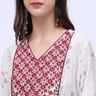 Women's Rich Ivory White Embroidered Ethnic Set, Maroon, small image number null