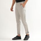 Men's Slim Fit Casual Trousers, हल्का ग्रे, small image number null