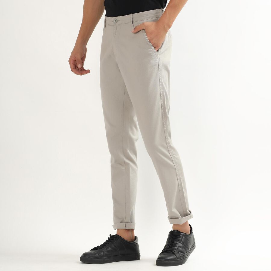Men's Slim Fit Casual Trousers, हल्का ग्रे, large image number null