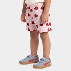 Girls Pink Regular Fit Heart Print Shorts, हल्का गुलाबी, small