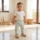 Infants' Mint Green Jogger Bunny Printed Pyjama, हल्का हरा, small