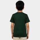 Boys Green Round Neck Casual Boys T-Shirt, गहरा हरा, small