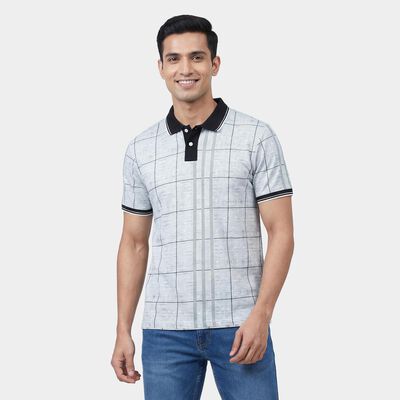 Men's Dark Green Cotton Polo Neck Casual T-Shirt
