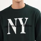 Men's Dark Green Crew Neck Graphic Sweatshirt, Dark Green, small image number null