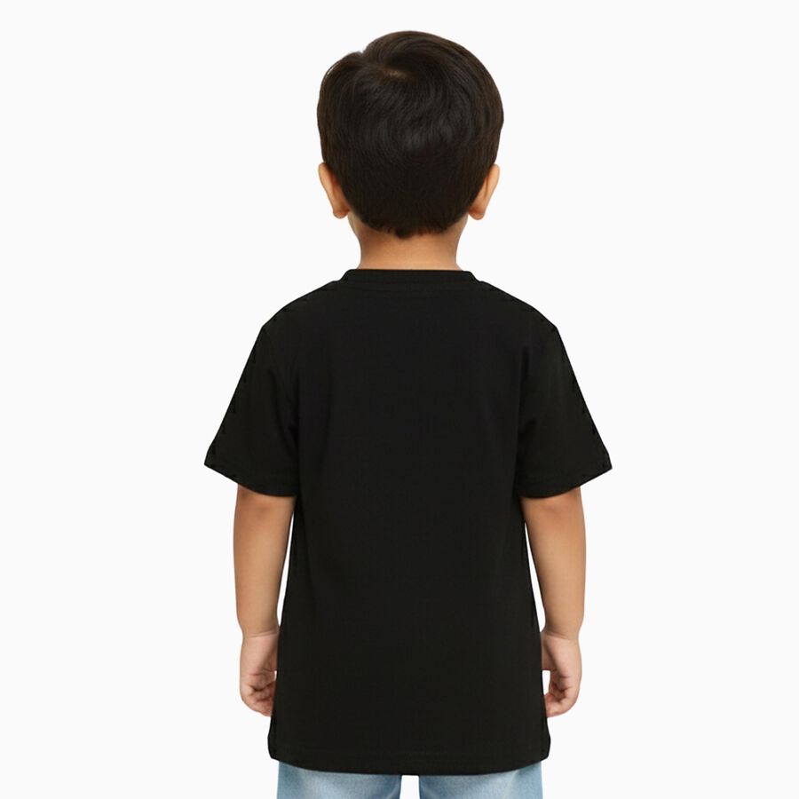 Boys Jet Black Crew Neck Casual T-Shirt, Black, large image number null
