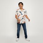 Boys Rich Eggshell White Half Sleeve Cuban Collar Casual Shirt, White, small image number null