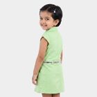 Girls' Mint Green Shirt Style Belted Frock, हल्का हरा, small