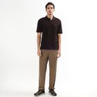 Men's Rich Brown Cotton Polo Neck Casual T-Shirt, भूरा, small