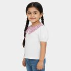 Girls White Peter Pan Collar Casual T-Shirt, White, small