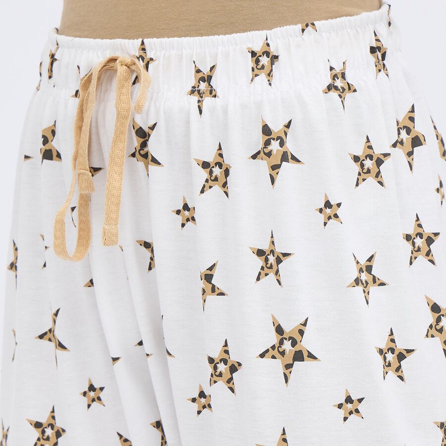 Women's White Full Length Printed Pyjama, White, large image number null