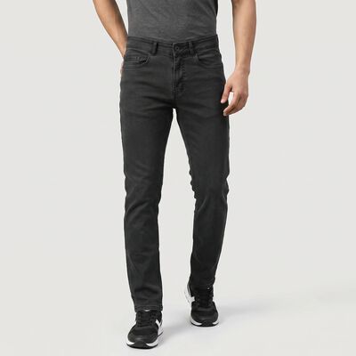 Men's Dark Grey Slim Fit Washed Jeans
