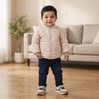Infants' Beige Stand Collar Puffer Jacket, गहरा पीला, small