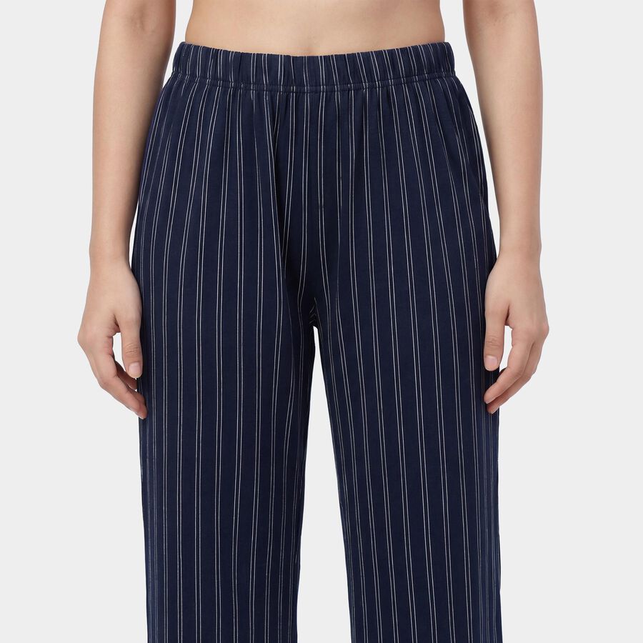 Women's Navy Blue Regular Fit Checkered Pyjama, नेवी ब्लू, large