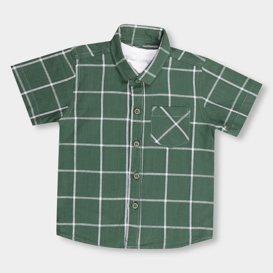 Infants' 100% Cotton Shirt, Dark Green, large image number null