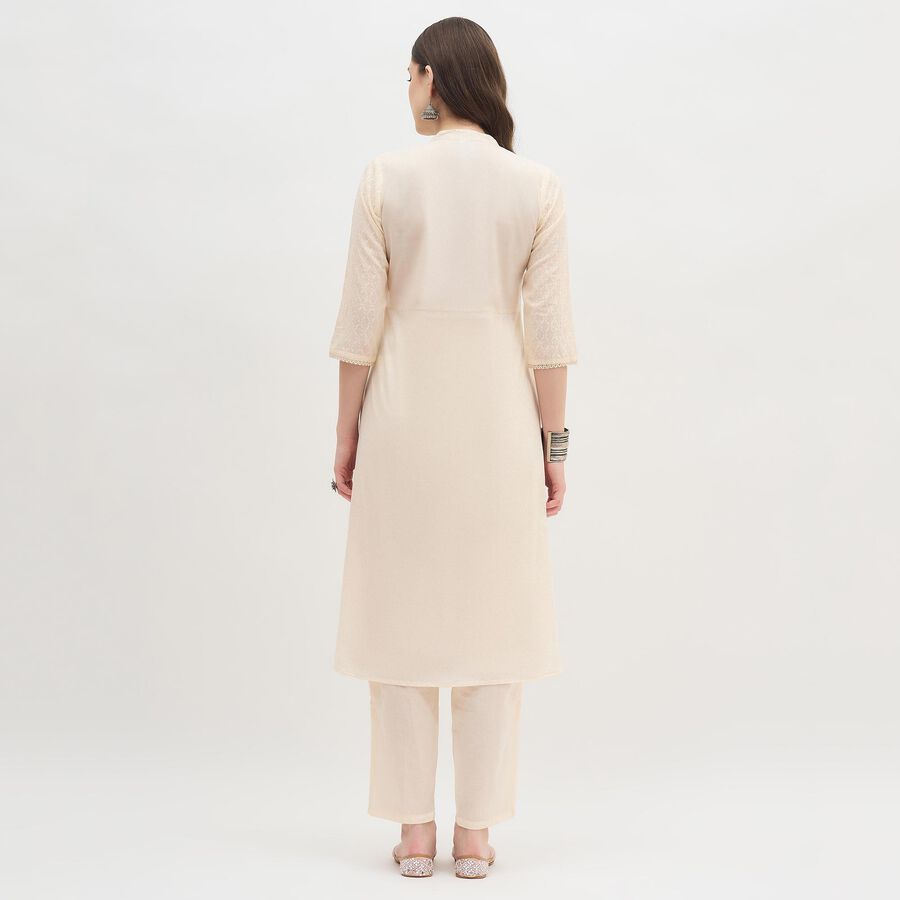 Women's Soft Cream Embroidered Ethnic Set, Off White, large