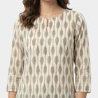 Women's White Kurti, ऑफ व्हाइट, small