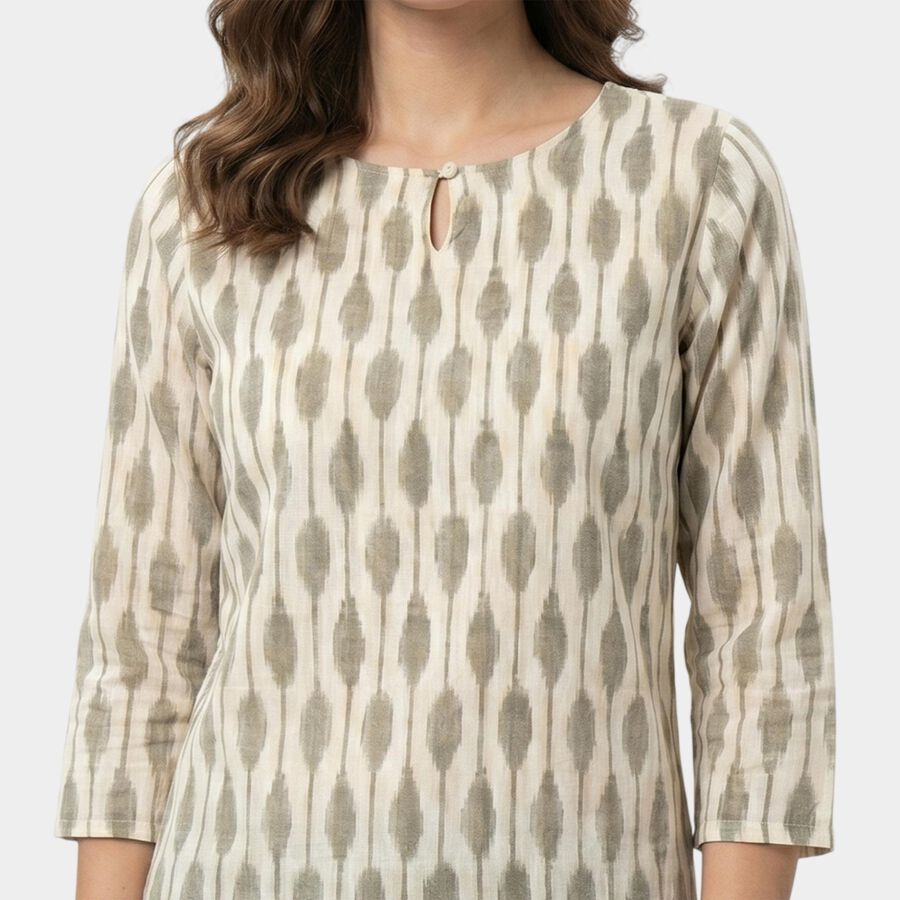 Women's White Kurti, ऑफ व्हाइट, large
