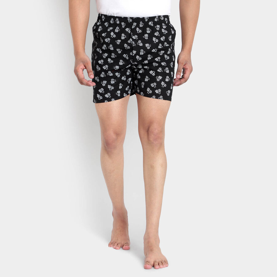 Cotton Printed Inner Elastic Boxers, Black, large image number null