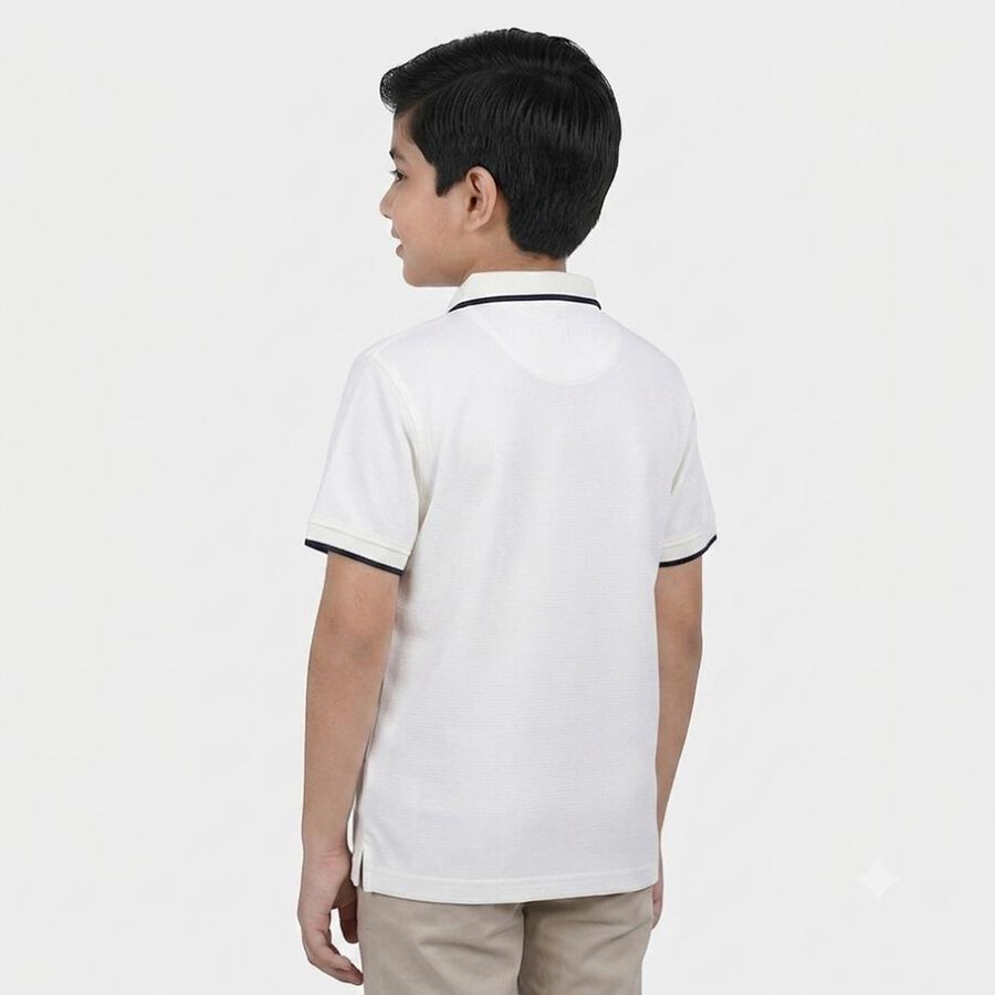 Boys White Polo Neck Polo Boys T-Shirt, Off White, large
