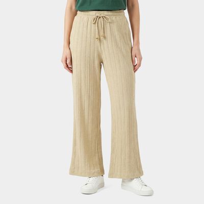 Ladies Beige Relaxed Fit Drawstring Waist Harem Pants