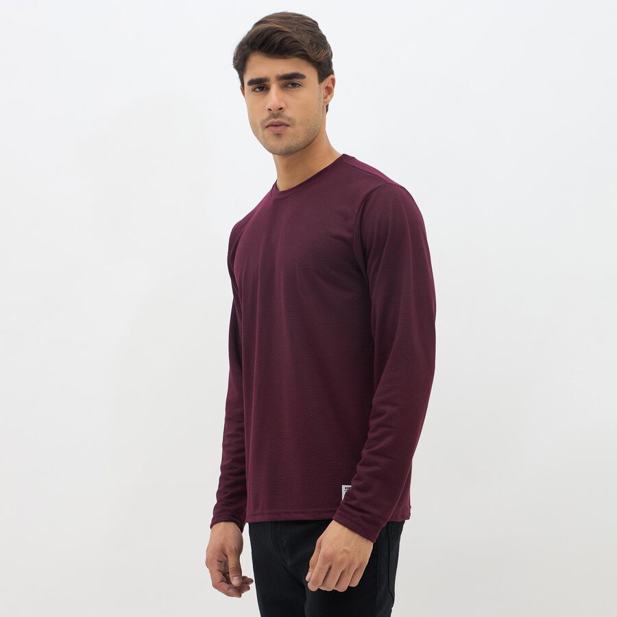 Men's Deep Maroon Crew Neck Casual T-Shirt, वाइन, large image number null