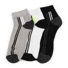 Men's Light Gray and Jet Black Regular Fit Ankle Length Socks Pack of 3, Black, small