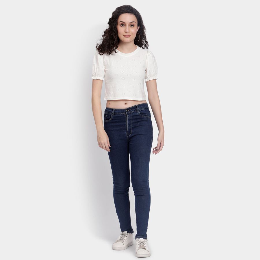 Ladies'  Crop  Top, ऑफ व्हाइट, large image number null