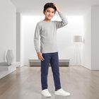 Boys Grey Long Sleeve Thermal, मिश्रित हल्का ग्रे, small