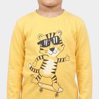 Boys Yellow Round Neck Graphic Print Baba Suit, Yellow, small