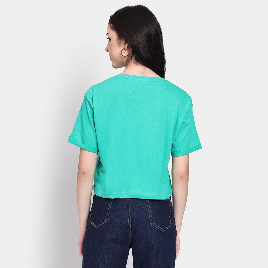 Ladies' 100% Cotton Crop  Top, Dark Green, large