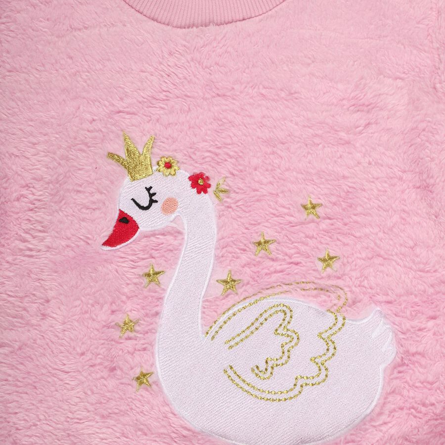 Girls Light Pink Crew Neck Casual Sweatshirt, Lilac, large image number null