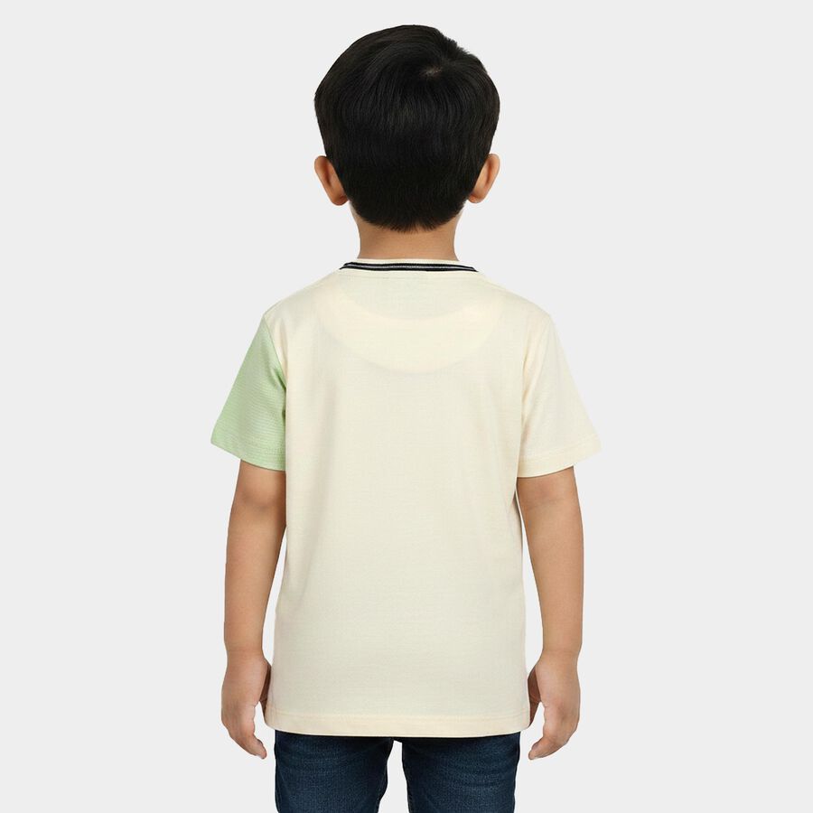 Boys Light Green Cotton Round Neck Casual Boys T-Shirt, हल्का हरा, large