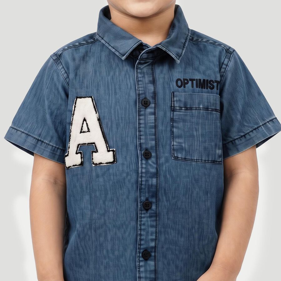 Boys' Blue Casual Shirt, Light Blue, large