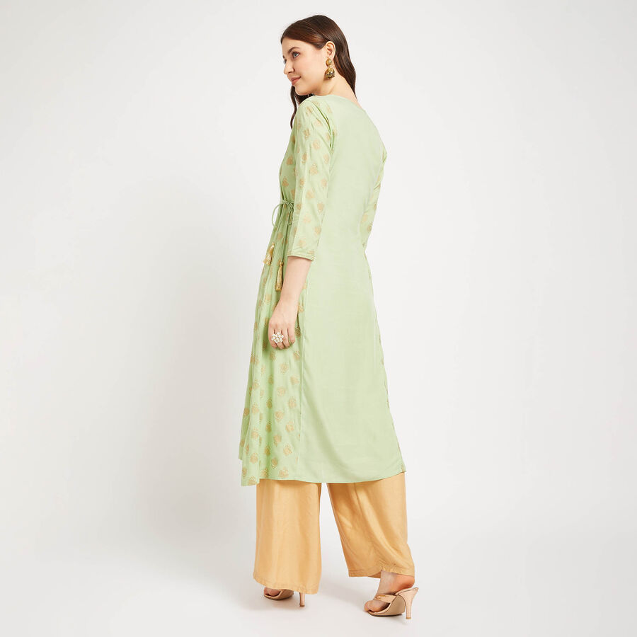Embroidered Kurta, हल्का हरा, large image number null