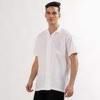 Men's Snow White Cotton Half Sleeve Cuban Collar Casual Shirt, White, small image number null