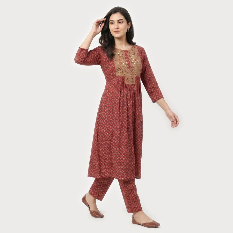 Women's Maroon Embroidered Ethnic Set, Maroon, large
