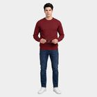 Men's Wine Crew Neck Regular Fit Pullover, Wine, small