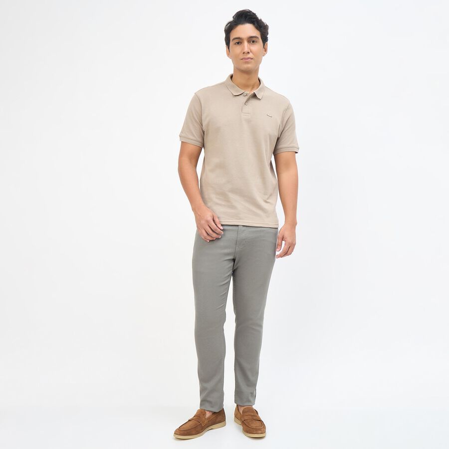 Men's Beige Cotton Polo Neck Classic T-Shirt, गहरा पीला, large