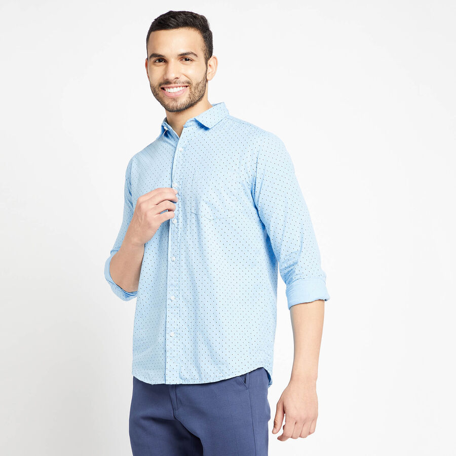 Cotton Printed Casual Shirt, Light Blue, large image number null
