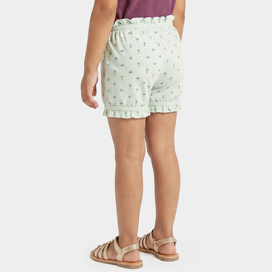 Girls' Mint Green Regular Fit Floral Printed Bloomer, हल्का हरा, large