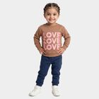 Girls' Brown Crew Neck Pullover Sweatshirt, भूरा, small