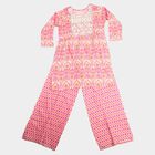 Girls Fuchsia Round Neck Fusion Set Upper and Bottom Set, Fuchsia, small
