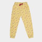 Girls Yellow Regular Fit Heart Printed Pyjama, Yellow, small