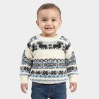 Infants' Cream Crew Neck Printed Pullover, ऑफ व्हाइट, small