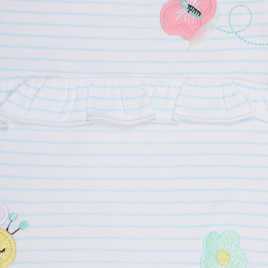 Infants' Light Pastel Blue Cotton Round Neck Casual T-Shirt and Shorts Set, Aqua, large image number null