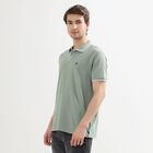 Men's Light Sage Green Polo Collar Preppy T-Shirt, Light Green, small image number null