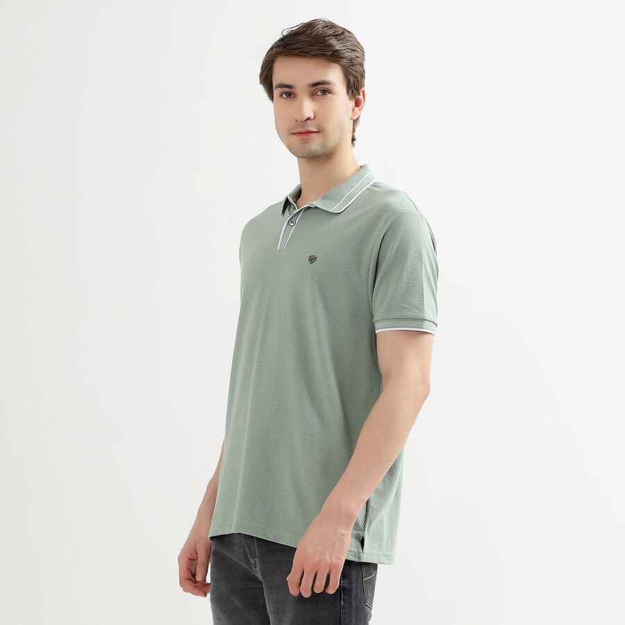 Men's Light Sage Green Polo Collar Preppy T-Shirt, Light Green, large image number null